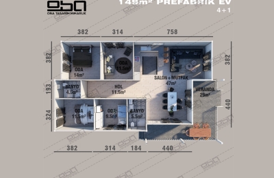 149 m² Prefabrik Ev